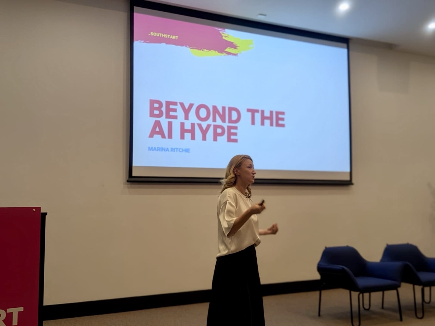 Marina Ritchie presenting Beyond the AI Hype at SouthStart